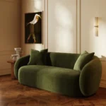 Elodie Elegant Curved Plush Upholstered 3-Seater Sofa - Image 2