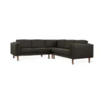 Modern Mid-Century Charcoal L-Shape Corner Sectional Sofa Set
