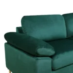 Devion Furniture Modern Velvet Sectional Sofa in Green/Gold legs